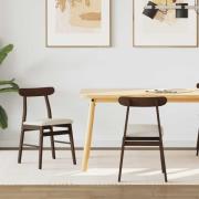 vidaXL Matstol 2 pcs Ljusbrun och ljus Massiv Gummiträ