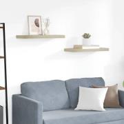 vidaXL Svävande vägghyllor 2 st ek 60x23,5x3,8 cm MDF
