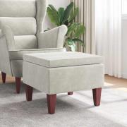 vidaXL Pall med träben gräddvit sammet