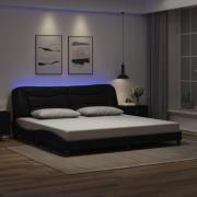 vidaXL Bed Frame with LED without Mattress "Hvar" Black 200x200 cm