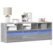 vidaXL Väggmonterad tv-bänk LEDs grå sonoma 130x31x45 cm