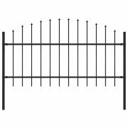 vidaXL Trädgårdsstaket med spjutspets stål 170x125 cm svart