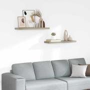 vidaXL Svävande vägghyllor 2 st ek 80x23,5x3,8 cm MDF