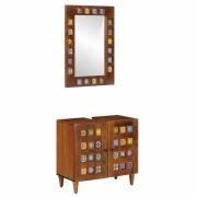 vidaXL Badrumsmöbelset Väggmonterad 2 pcs Valnöt Massivt mangoträ