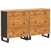vidaXL Sideboard 2 pcs Brun 60 x 33 x 75 cm Massivt mangoträ