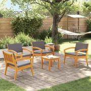 vidaXL Bistroset med kudde 5 pcs Brun Polyester