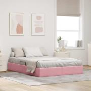 vidaXL Förvaringssäng med huvudgavel Rosa 140 x 200 cm Sammet
