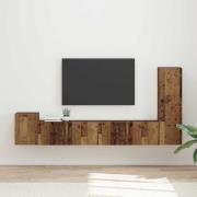 vidaXL TV-bänkset Väggmonterad 3 pcs Gammalt trä Konstruerat trä