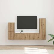 vidaXL TV-bänkset Väggmonterad 4 pcs Artisan Ek Konstruerat trä