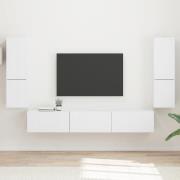 vidaXL TV-bänkset Väggmonterad 4 pcs Vit Konstruerat trä