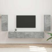 vidaXL TV-bänkset 4 pcs Betonggrå Konstruerat trä