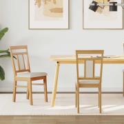 vidaXL Matstol 2 pcs Naturlig och ljus Massiv Gummiträ