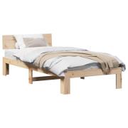 vidaXL Sängram med huvudgavel Naturfärg 90 x 200 cm Massiv furu