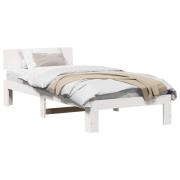 vidaXL Sängram med huvudgavel Vit 90 x 200 cm Massiv furu