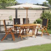 vidaXL Hopfällbara trädgårdsstolar 4 st massivt akaciaträ & textilene