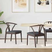 vidaXL Matstol 2 pcs Ljusbrun och svart Massiv Gummiträ