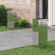vidaXL Solar LED Stig Ljus 2 pcs Silver Galvaniserad