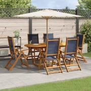 vidaXL Matgrupp för trädgården 7 delar massivt akaciaträ och textilen