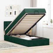 vidaXL Ottoman sängram med madrass mörkgrön 100x200 cm sammet