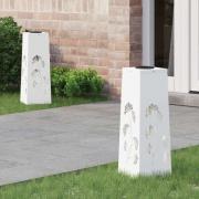 vidaXL Solar LED Stig Ljus 2 pcs Vit Kallvalsat stål