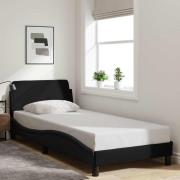vidaXL Bed Frame with Headboard "Dover" Black 90x190 cm Fabric