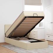 vidaXL Ottoman säng med madrass gräddvit 100x200 cm tyg