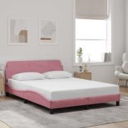 vidaXL Bed Frame with Headboard "Dover" Pink 140x200 cm Velvet