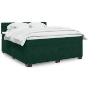 vidaXL Ramsäng med madrass mörkgrön 180x200 cm sammet