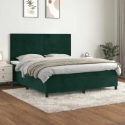 vidaXL Ramsäng med madrass mörkgrön 180x200 cm sammet