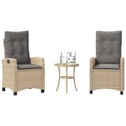 vidaXL Bistrogrupp med dynor 3 delar mixbeige konstrotting