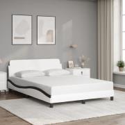 vidaXL Bed Frame "Dover" White&Black 140x200 cm Faux Leather