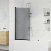 vidaXL Duschskärm för Bad Svart 68 x 130 cm Härdat glas