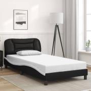 vidaXL Bed Frame without Mattress "Hvar" Black and White 100x200 cm Fa...