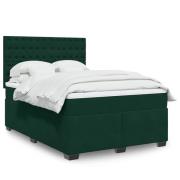 vidaXL Ramsäng med madrass mörkgrön 140x200 cm sammet