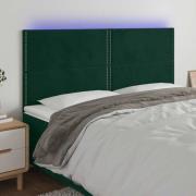vidaXL Sänggavel LED mörkgrön 180x5x118/128 cm sammet