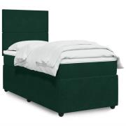 vidaXL Ramsäng med madrass mörkgrön 90x190 cm sammet