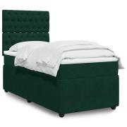 vidaXL Ramsäng med madrass mörkgrön 90x190 cm sammet