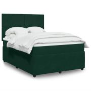 vidaXL Ramsäng med madrass mörkgrön 140x200 cm sammet
