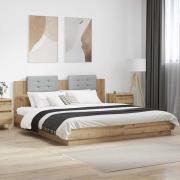 vidaXL Sängram med huvudgavel Artisan Ek 200 x 200 cm Konstruerat trä