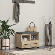 vidaXL Hallbänk Sonoma-ek 60 x 38 x 46 cm Spånskiva och klädfabric
