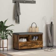 vidaXL Hallbänk Rökt ek 80 x 38 x 46 cm Spånskiva och klädfabric