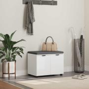 vidaXL Hallbänk med kudde med lagring med dörr Vit 60 x 38 x 46 cm