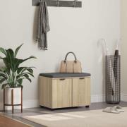 vidaXL Hallbänk med kudde med lagring Sonoma-ek 60 x 38 x 46 cm