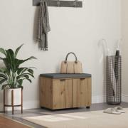 vidaXL Hallbänk med kudde med lagring Artisan Ek 60 x 38 x 46 cm