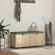 vidaXL Hallbänk med kudde med lagring Sonoma-ek 100 x 38 x 46 cm
