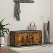 vidaXL Hallbänk med kudde med lagring Rökt ek 100 x 38 x 46 cm