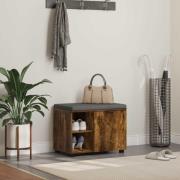 vidaXL Hallbänk med kudde Enfärgad Rökt ek 60 x 38 x 46 cm