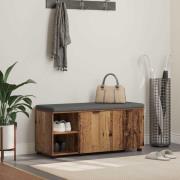 vidaXL Hallbänk Gammalt trä 100 x 38 x 46 cm Konstruerat Trä och Tyg