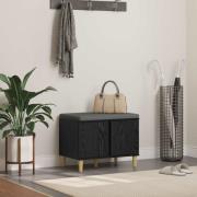 vidaXL Hallbänk Svart Ek 60 x 38 x 46 cm Konstruerat Trä och Tyg