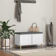 vidaXL Hallbänk med kudde Vit 80 x 38 x 46 cm Konstruerat Trä och Tyg